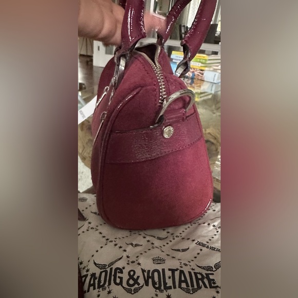 🎸Zadig & Voltaire🎸 Sunny XS Suede Patent Satchel Bag✨🛢️Color: Prune🛢️ - Picture 15 of 16
